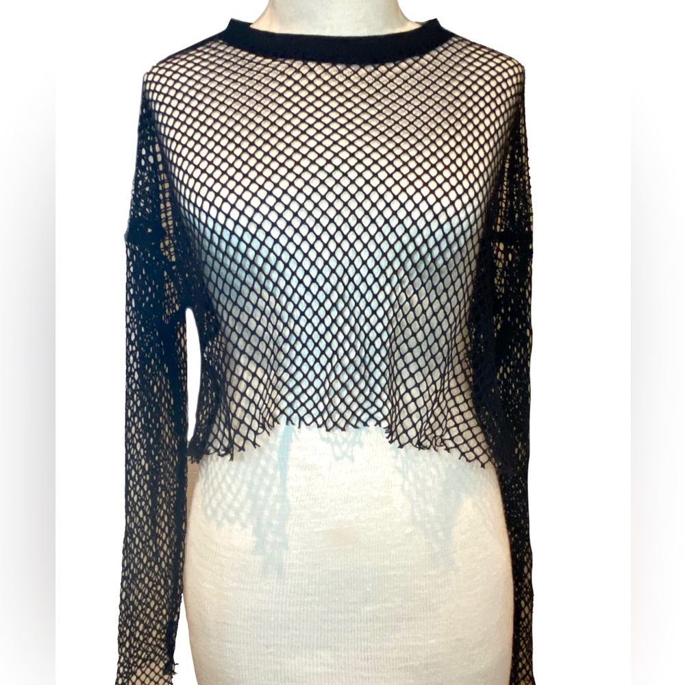 Mesh Black Long Sleeve Top